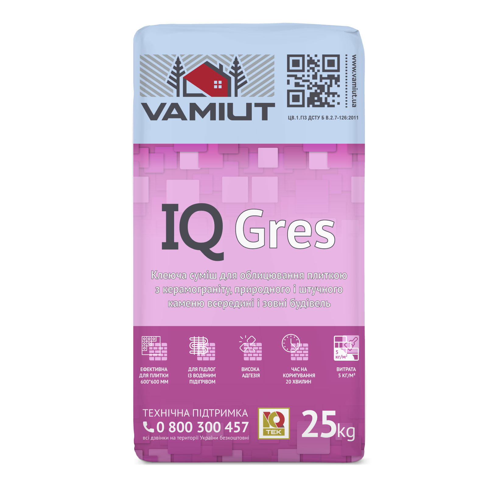 Клей для керамограниту VAMIUT IQ Gres SR всередині і зовні будівель